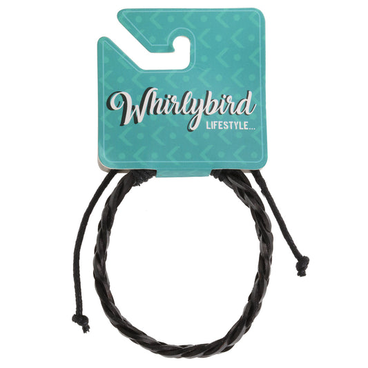 Mens Black Braided Leather Whirlybird Bracelet