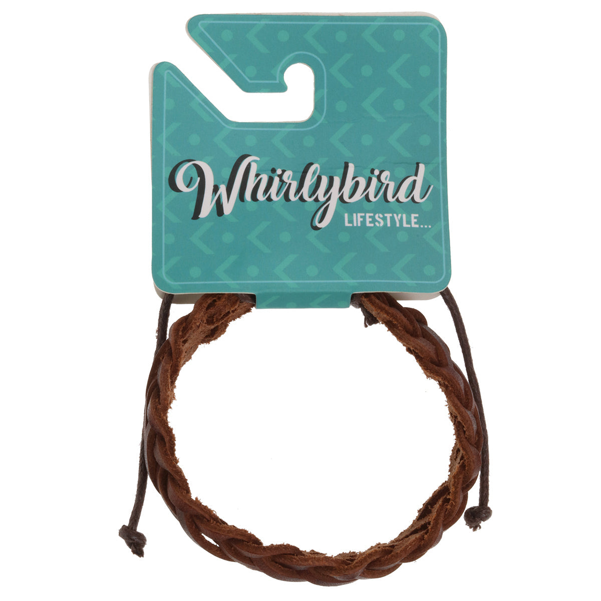 WBLE5 - Mens Chunky Brown Leather Whirlybird Bracelet