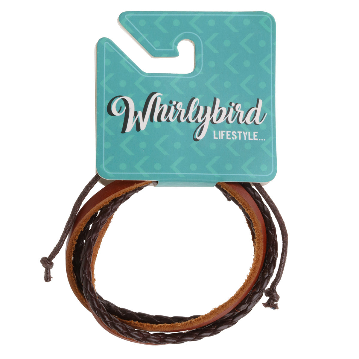 WBLE8 - Mens Brown Leather Whirlybird Bracelet With Straps And Braids