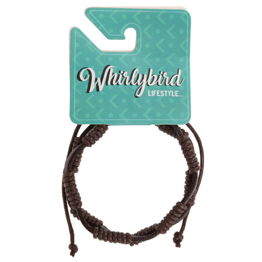 WBLE9 - Mens Brown Leather Whirlybird Bracelet With Braids