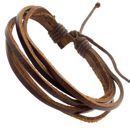 Mens Brown Strapped Leather Whirlybird Bracelet