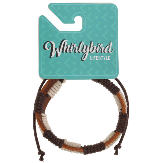 WBLE13 - Mens Leather Terracotta Whirlbird Bracelet With Braids