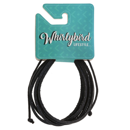 Mens Black Strapped Leather Whirlybird Bracelet