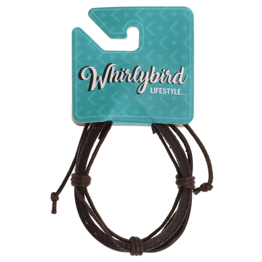 Mens Brown Chunky Leather Whirlybird Bracelet With Braids
