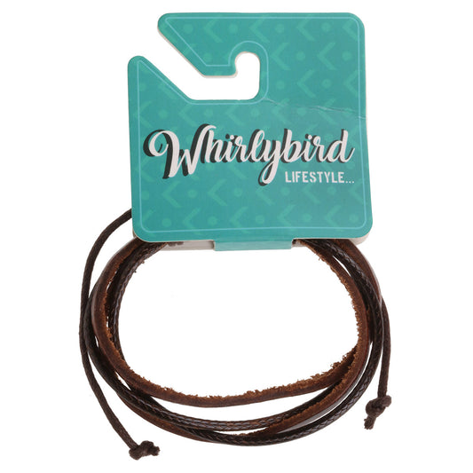 WBLE16 - Mens Black Chunky Leather Whirlybird Bracelet With Braids