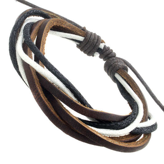 Mens Multicoloured Leather Bracelet