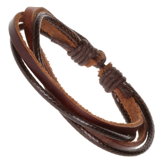 Mens Brown Leather Whirlybird Bracelet