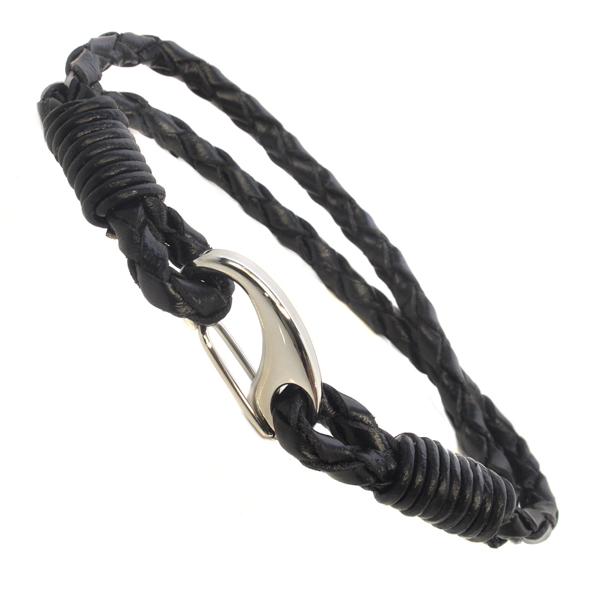 WBSS1 - Mens Whirlybird Black Lobster Claw Clasp Stainless Steel Bracelet