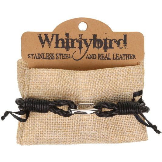 WBSS1 - Mens Whirlybird Black Lobster Claw Clasp Stainless Steel Bracelet
