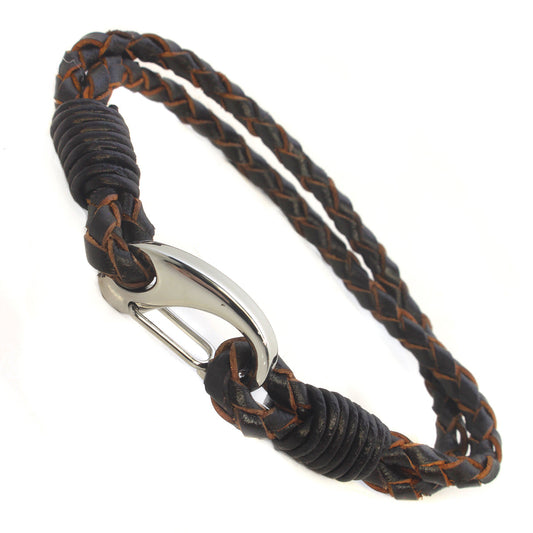 Mens Whirlybird Dark Brown And Terracotta Lobster Claw Clasp Stainless Steel Bracelet