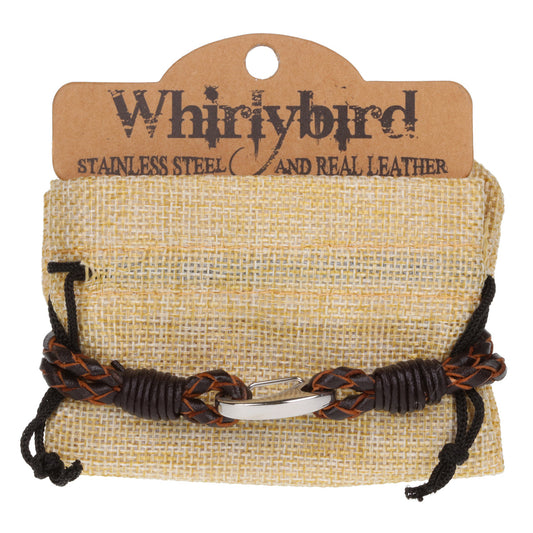 Mens Whirlybird Dark Brown And Terracotta Lobster Claw Clasp Stainless Steel Bracelet