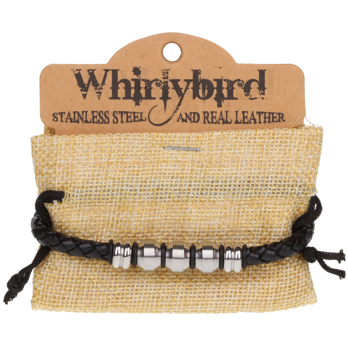 Mens Whirlybird Black Stainless Steel Bracelet With Silver And Navy Beads