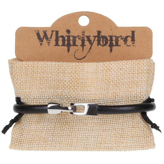 Mens Whirlybird Black Solid Stainless Steel Squared Toggle Clasp