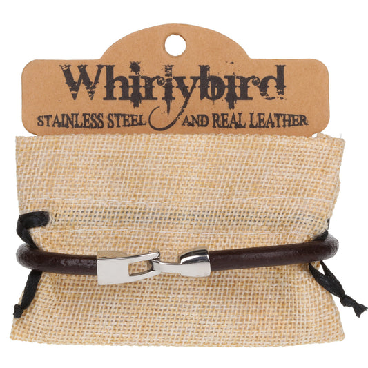WBSS6 - Mens Whirlybird Brown Solid Stainless Steel Squared Toggle Clasp