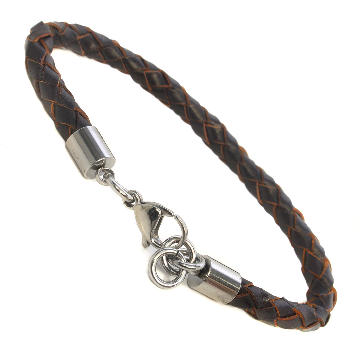 WBSS7 - Mens Whirlybird Dark Brown And Terracotta Small Lobster Claw Clasp Stainless Steel Bracelet