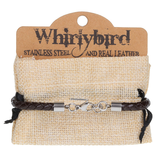 Mens Whirlybird Dark Brown And Terracotta Small Lobster Claw Clasp Stainless Steel Bracelet