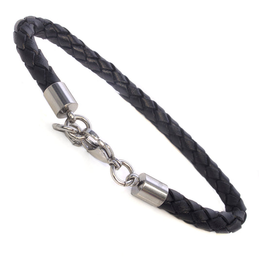 WBSS8 - Mens Whirlybird Black Small Lobster Claw Clasp Stainless Steel Bracelet