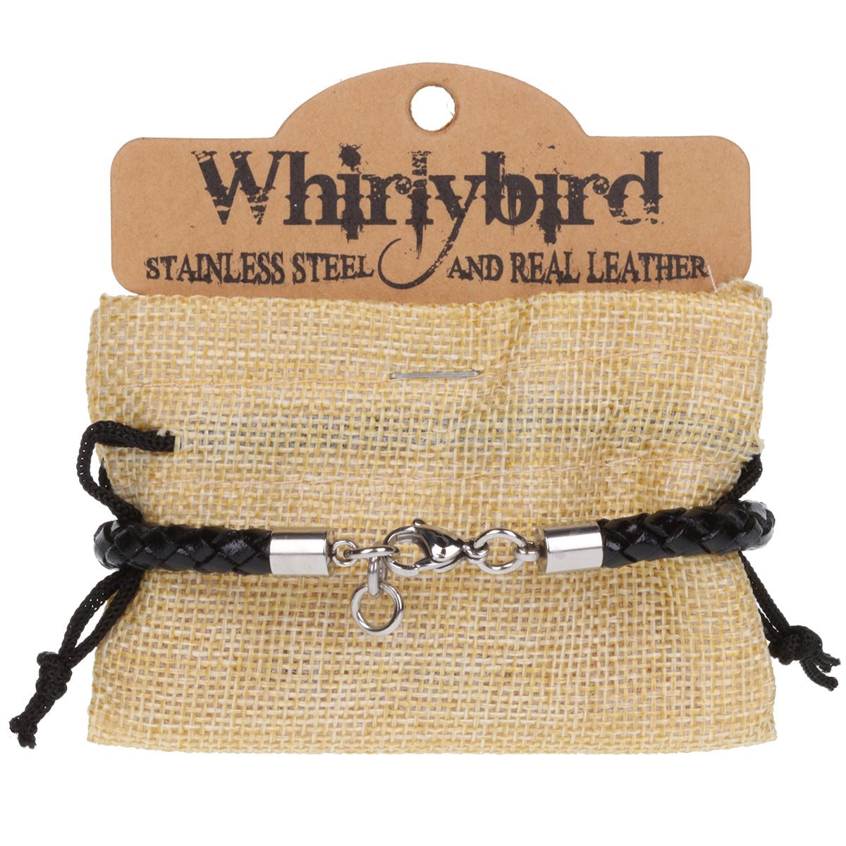 WBSS8 - Mens Whirlybird Black Small Lobster Claw Clasp Stainless Steel Bracelet