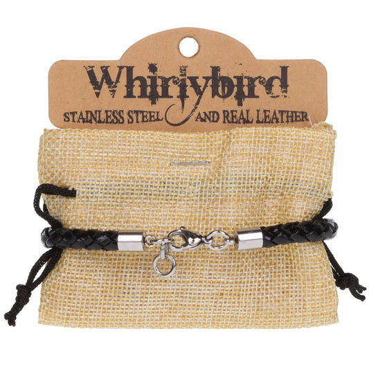 WBSS8 - Mens Whirlybird Black Small Lobster Claw Clasp Stainless Steel Bracelet