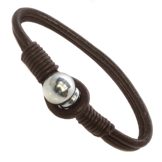 Mens Whirlybird Brown Stainless Steel Ball Fastening Bracelet