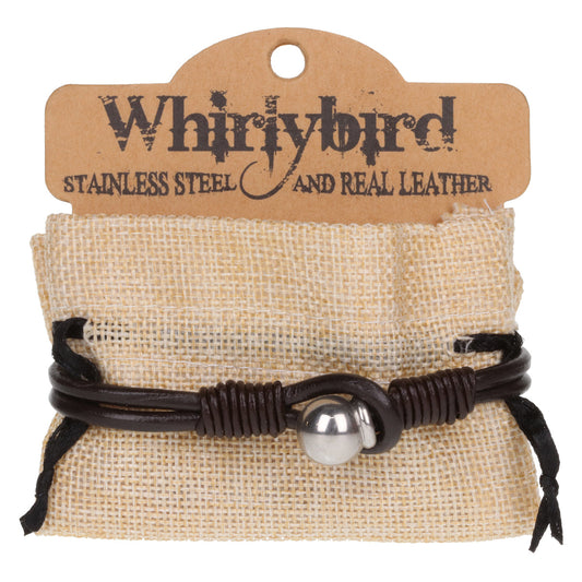 Mens Whirlybird Brown Stainless Steel Ball Fastening Bracelet