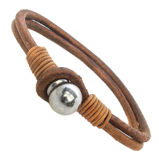 Mens Whirlybird Tan Stainless Steel Ball Fastening Bracelet