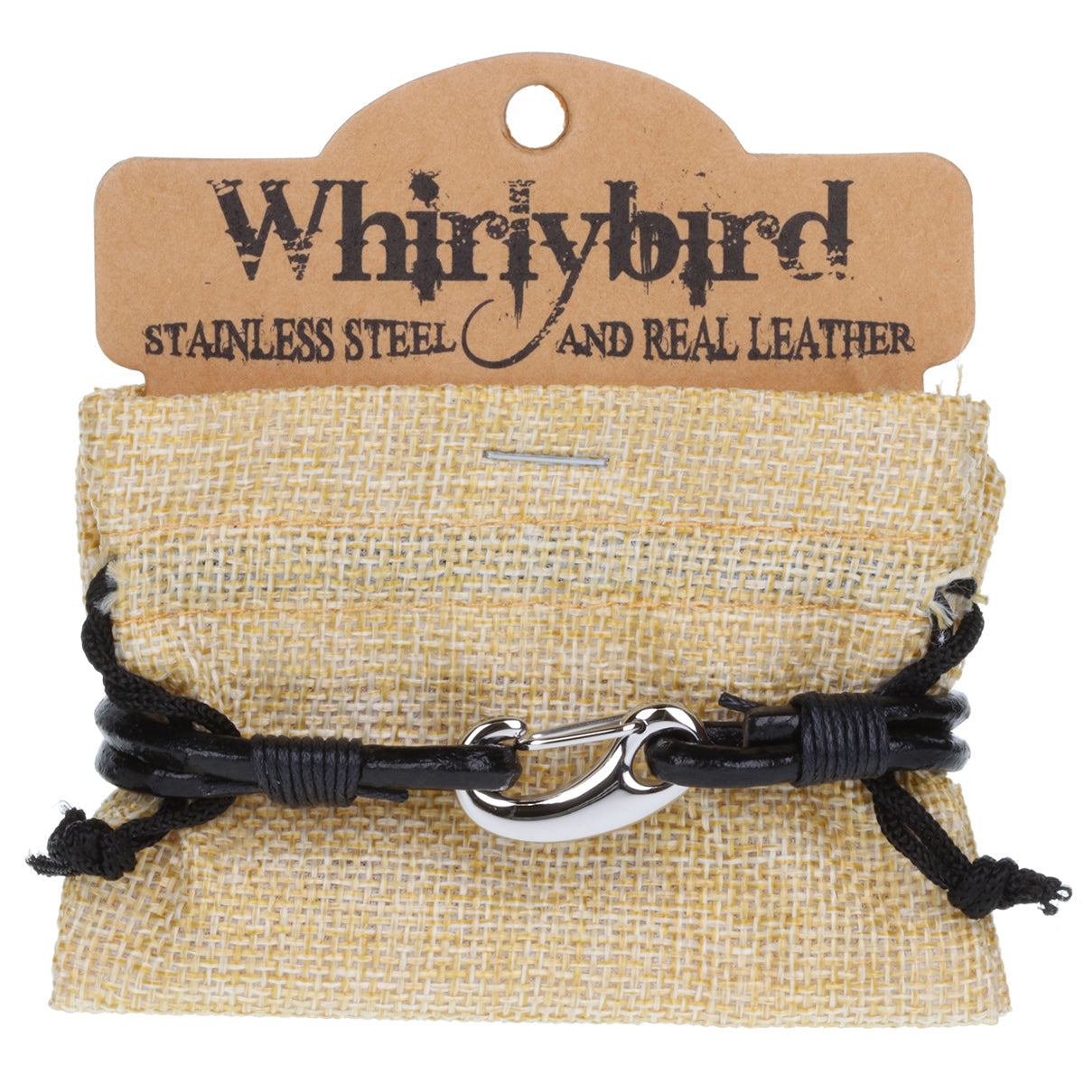 WBSS15 - Mens Whirlybird Black Double Stranded Stainless Steel Lobster Claw Clasp Bracelet