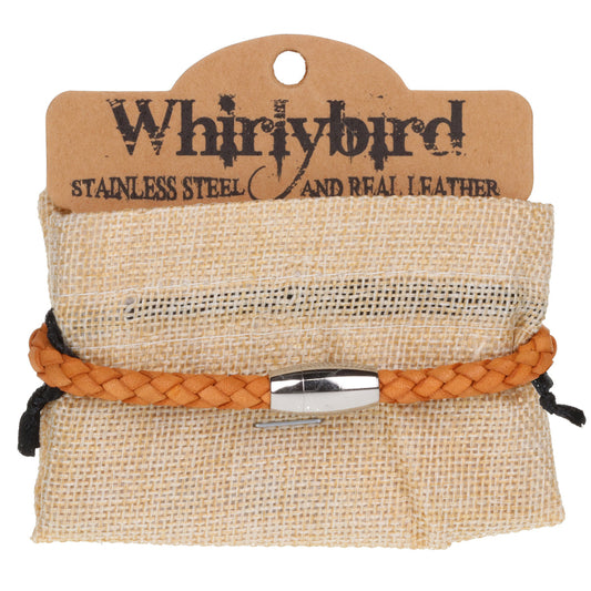 Mens Whirlybird Tan Stainless Steel Cylinder Screw Fastening Bracelet