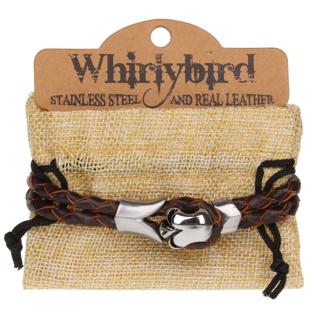 WBSS22 - Mens Whirlybird Brown And Terracotta Stainless Steel Cylinder Screw Fastening Bracelet