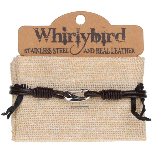 Mens Whirlybird Brown Double Stranded Wrap Around Stainless Steel Bracelet