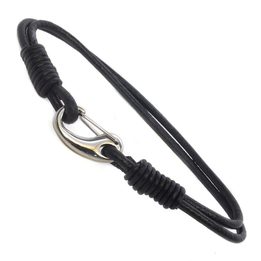 WBSS24 - Mens Whirlybird Black Double Stranded Wrap Around Stainless Steel Bracelet