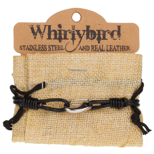 Mens Whirlybird Black Double Stranded Wrap Around Stainless Steel Bracelet