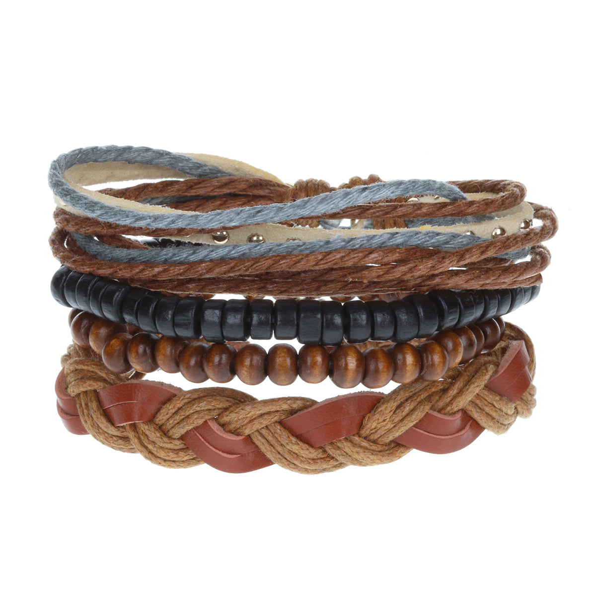 WBST1 - Men's Whirlybird Chunky Brown Stacker Bracelets