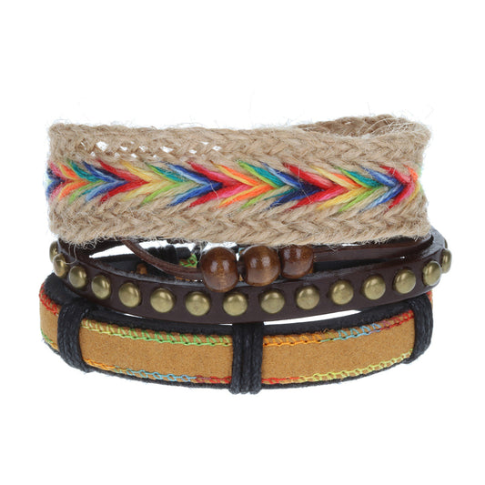 WBST2 - Men's Whirlybird Multicoloured Rainbow Stacker Bracelets