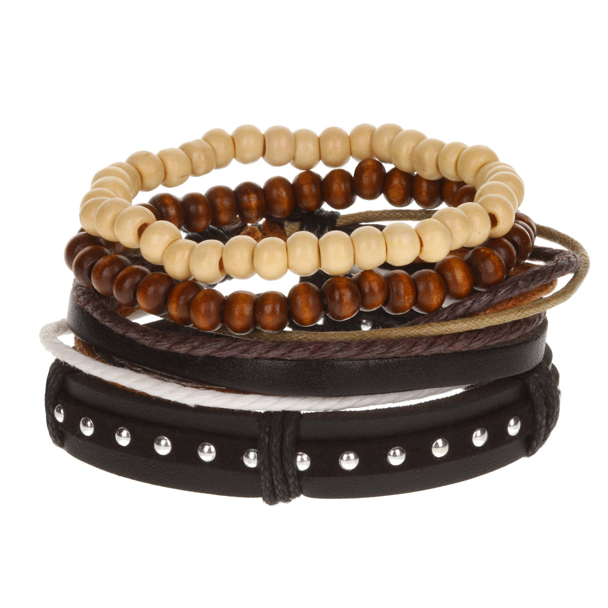 WBST4 - Men's Whirlybird Black Studded Stacker Bracelets
