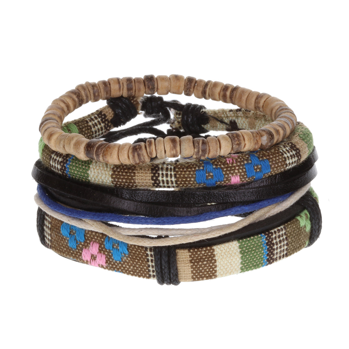 WBST5 - Men's Whirlybird Multicoloured Patterned Stacker Bracelets