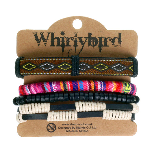 Mens Whirlybird Multicoloured Rainbow Striped Stacker Bracelets