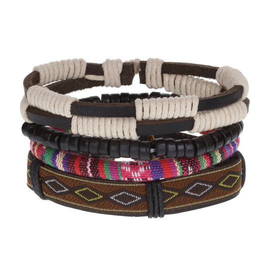 Mens Whirlybird Multicoloured Rainbow Striped Stacker Bracelets