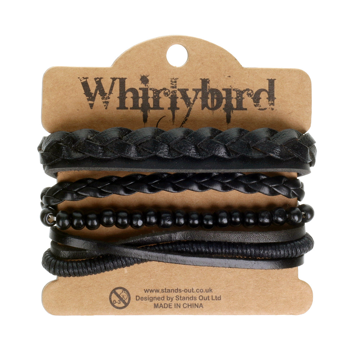 WBST11 - Mens Whirlybird All Black Stacker Bracelets