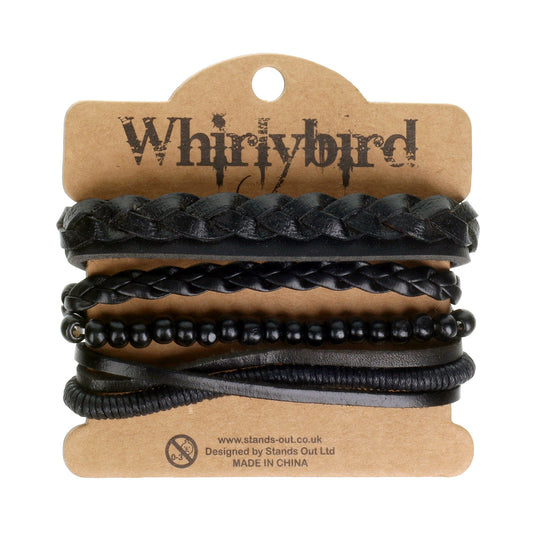 WBST11 - Mens Whirlybird All Black Stacker Bracelets