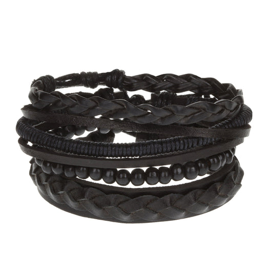 WBST11 - Mens Whirlybird All Black Stacker Bracelets