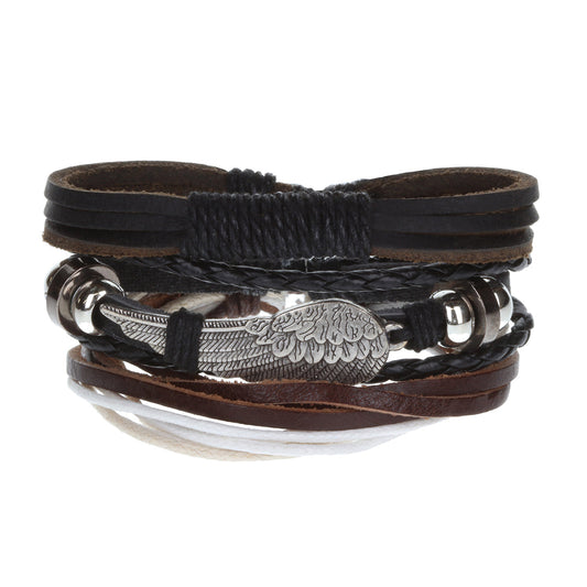 Mens Whirlybird Silver Angel Wing Stacker Bracelets