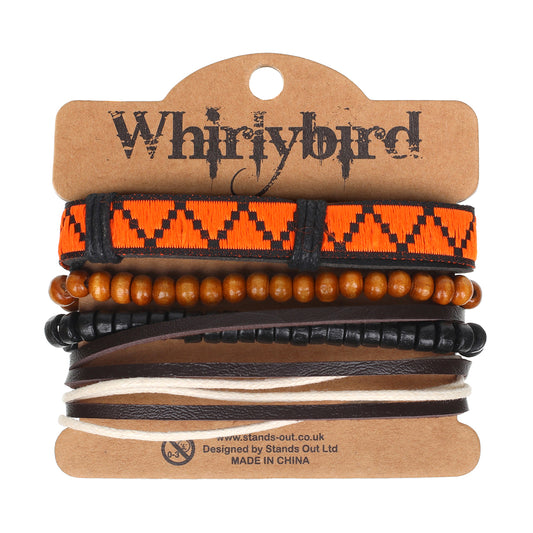 Mens Whirlybird Orange Zig-zag Stacker Bracelets