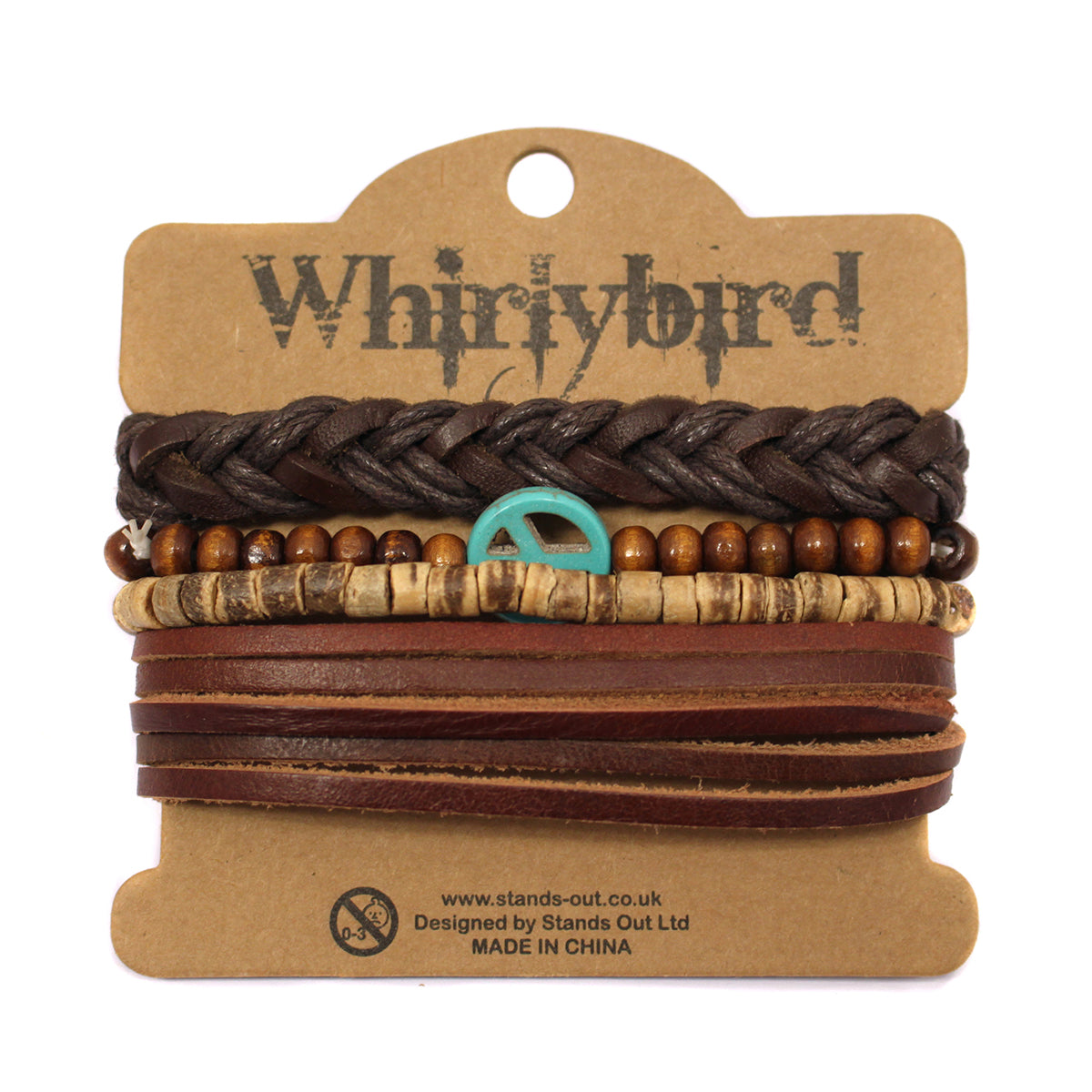 WBST20 - Mens Whirlybird Blue Peace Charm Stacker Bracelets