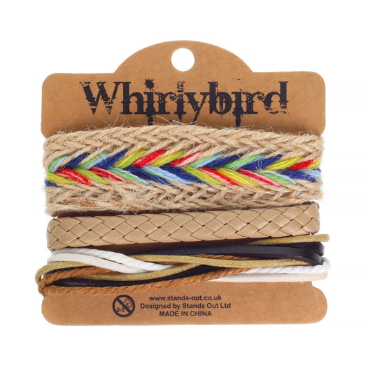 Mens Whirlybird Colourful Chunky Braided Stacker Bracelets