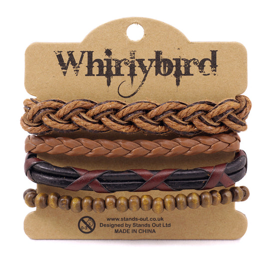 WBST26 - Mens Whirlybird Multitonal Brown Stacker Bracelets