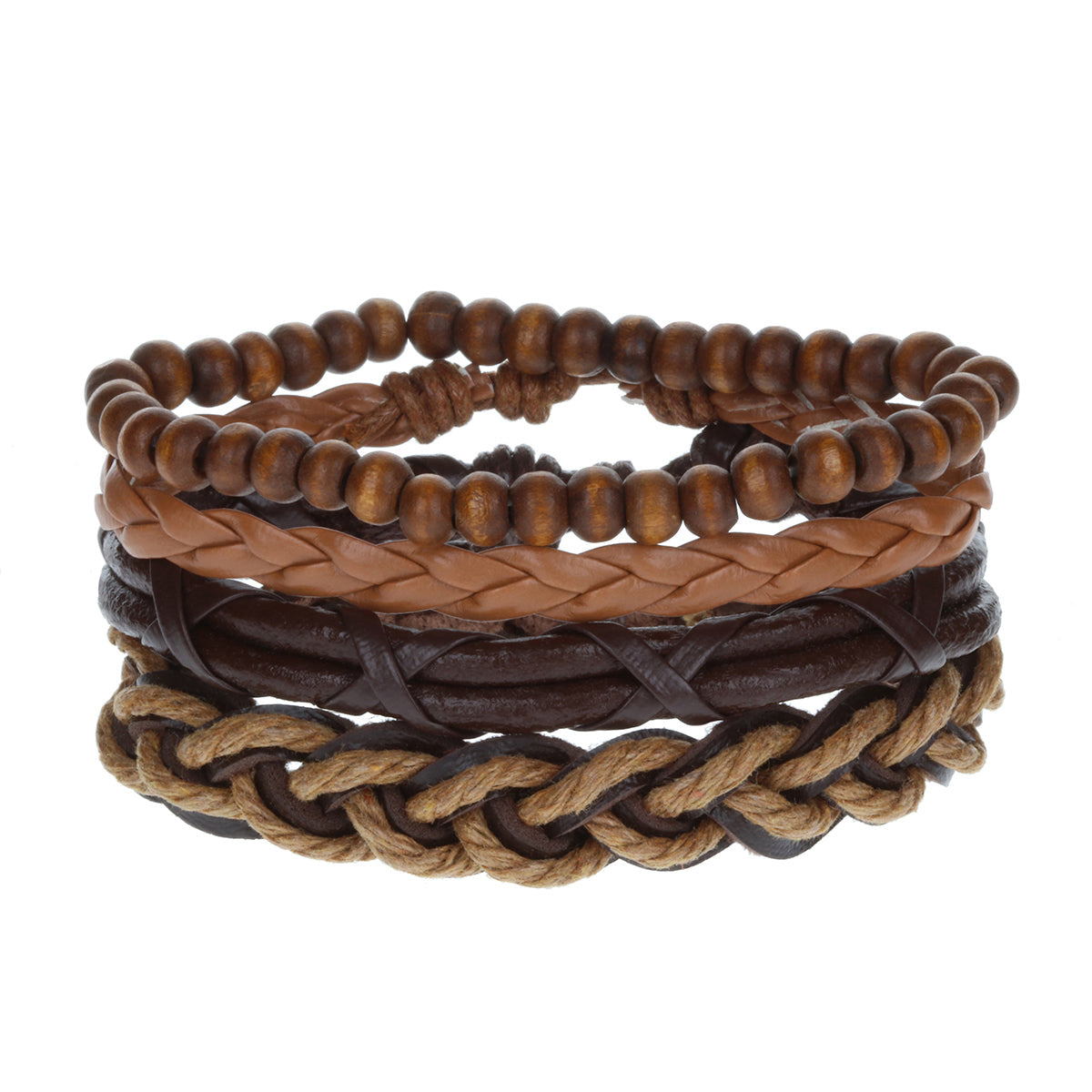 WBST26 - Mens Whirlybird Multitonal Brown Stacker Bracelets