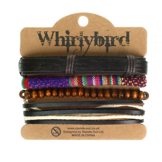 WBST32 - Mens Whirlybird Colourful Patterned Stacker Bracelets