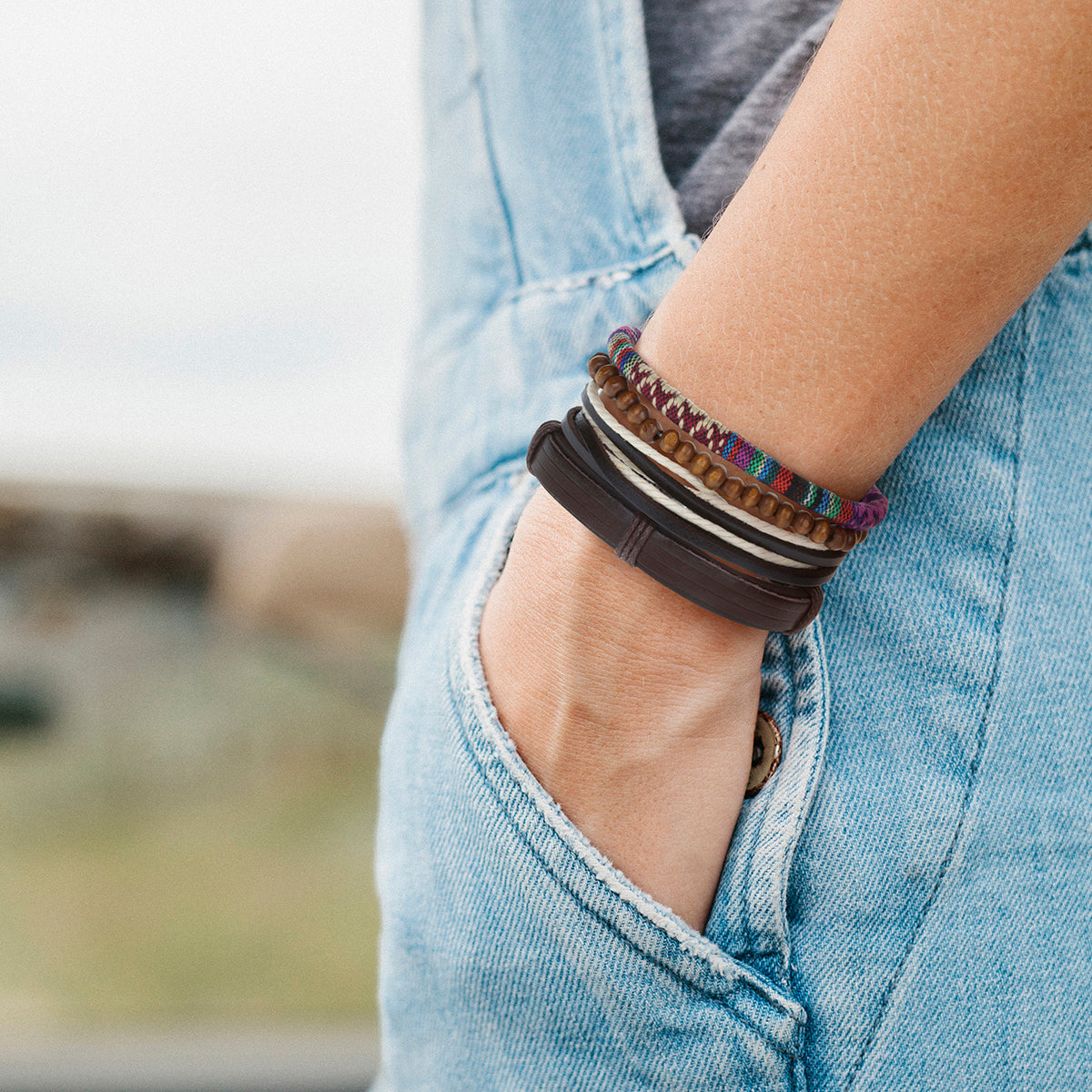 WBST32 - Mens Whirlybird Colourful Patterned Stacker Bracelets