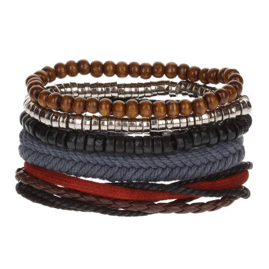 WBST34 - Mens Whirlybird Blue-Grey Fishtail Braided Stacker Bracelets